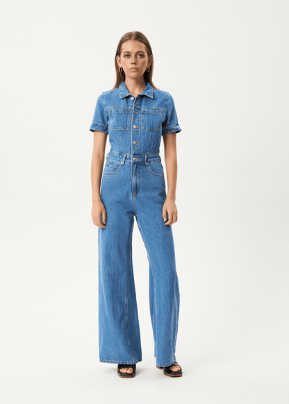 Afends Miami Denim Flared Jumpsuit |