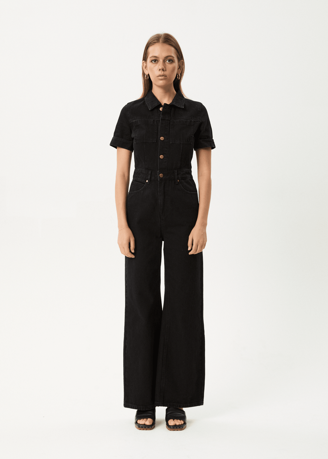 Afends Miami Denim Flared Jumpsuit |