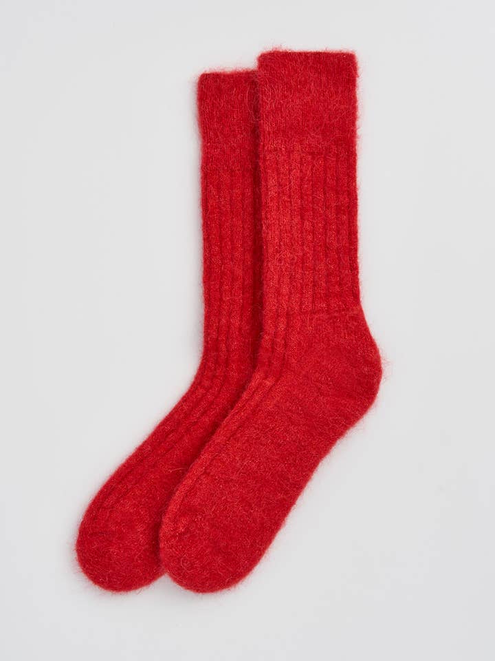 Alpaca Ultra Soft Ribbed Bed Socks - Bascora
