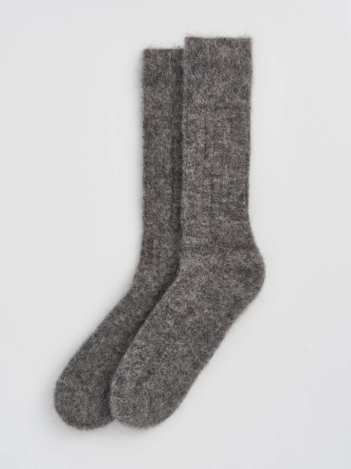 Alpaca Ultra Soft Ribbed Bed Socks - Bascora