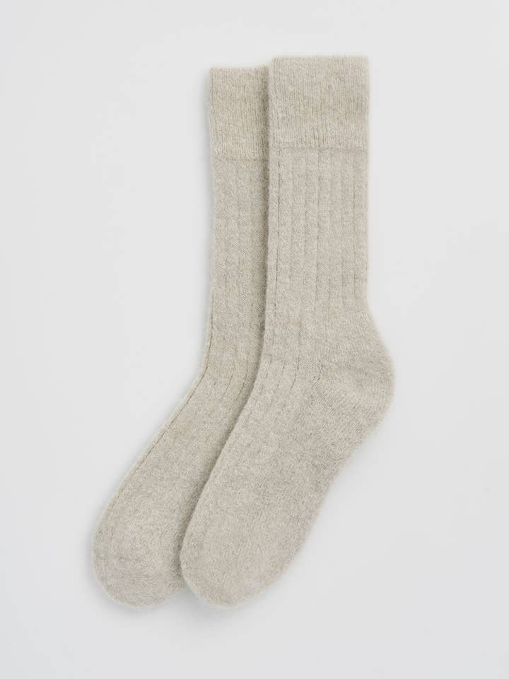 Alpaca Ultra Soft Ribbed Bed Socks - Bascora