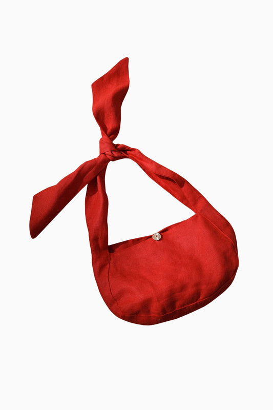 The Ella Linen Shoulder Bag in red