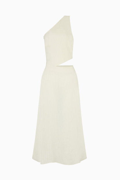 The Ava Asymmetric Maxi Dress in off-white
