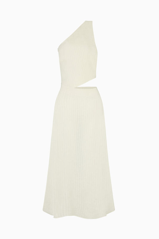 The Ava Asymmetric Maxi Dress in off-white