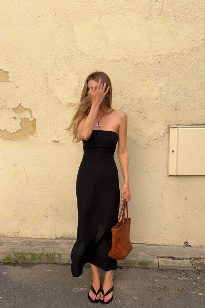 The Frances Bandeau Dress in black