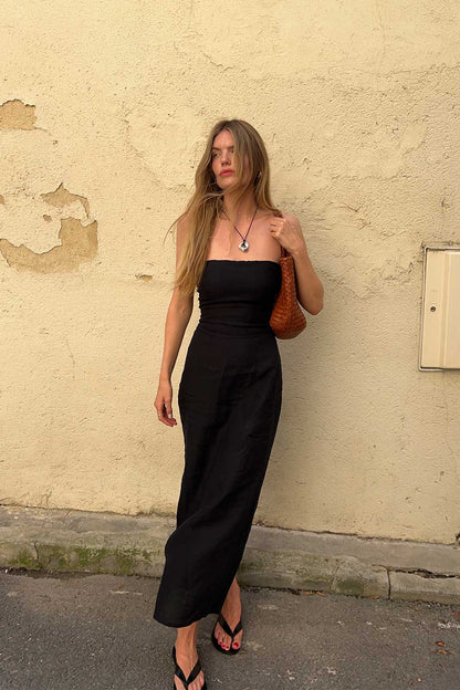 The Frances Bandeau Dress in black
