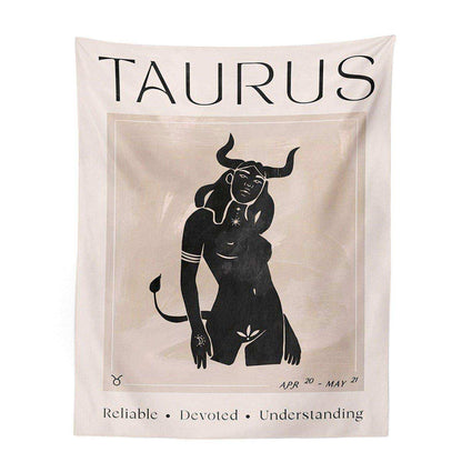 Taurus zodiac sign illustration on a beige background