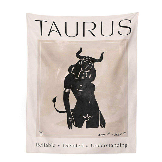 Taurus zodiac sign illustration on a beige background