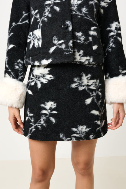 Aubin Power Bloom A-Line Mini Skirt - Black & White - Bascora