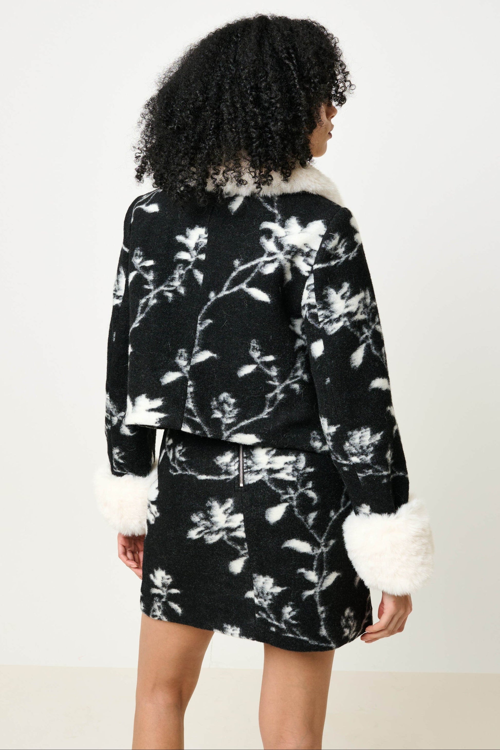 Aubin Power Bloom A-Line Mini Skirt - Black & White - Bascora