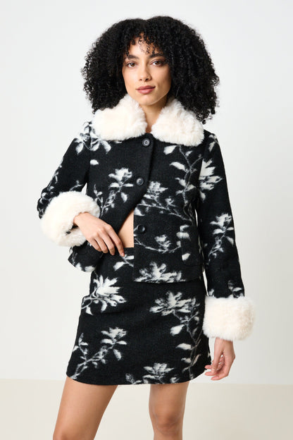 Aubin Power Bloom A-Line Mini Skirt - Black & White - Bascora