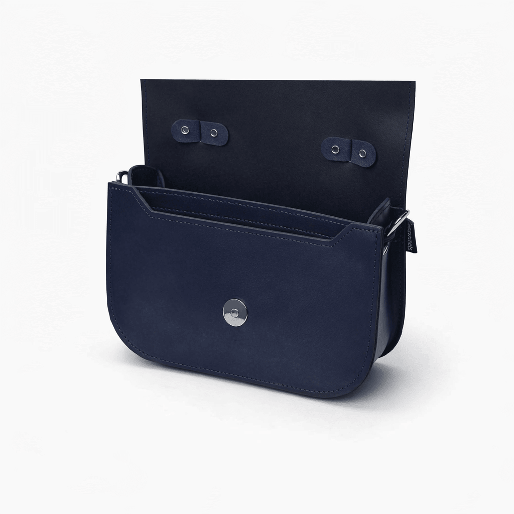 Aura Handmade Leather Bag – Navy Blue - Bascora