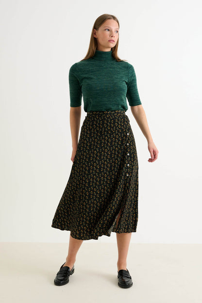 Barney Floral 13 Printed Midi Skirt - Bascora
