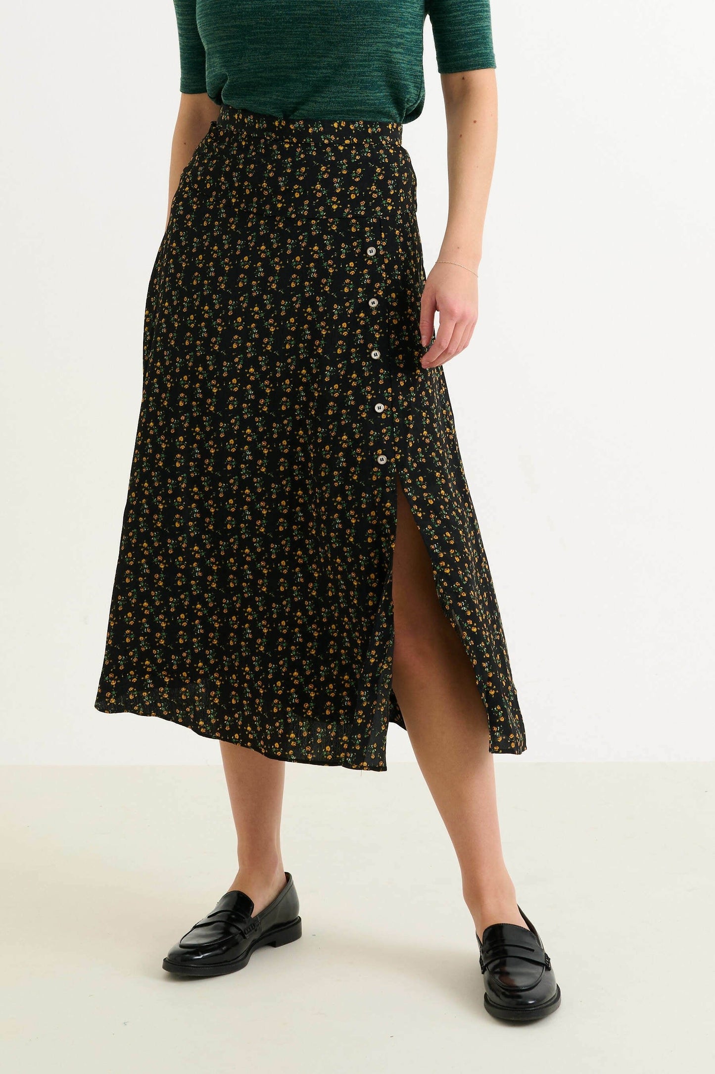 Barney Floral 13 Printed Midi Skirt - Bascora