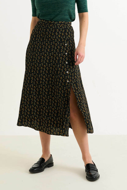 Barney Floral 13 Printed Midi Skirt - Bascora