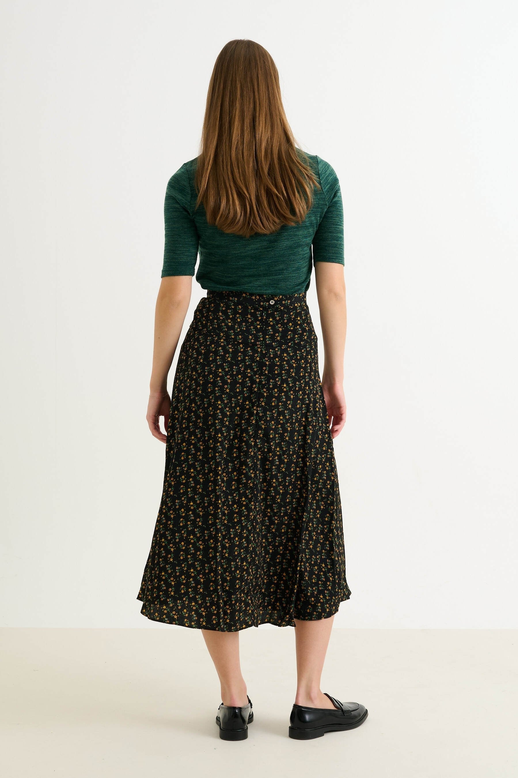 Barney Floral 13 Printed Midi Skirt - Bascora
