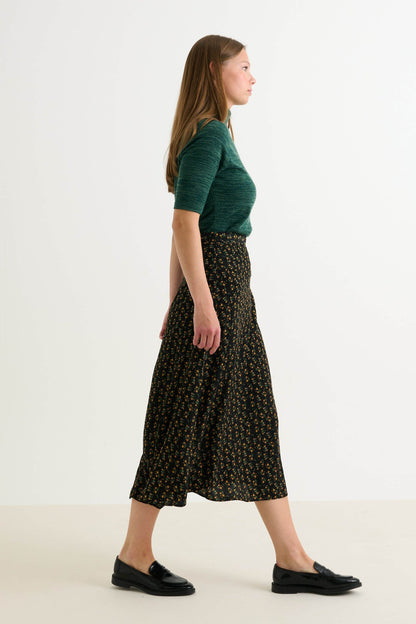 Barney Floral 13 Printed Midi Skirt - Bascora