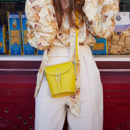 Handmade Leather Barrel Bag – Pastel Daffodil Yellow