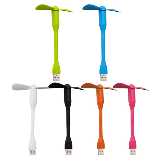 Set of colorful USB fans on a white background