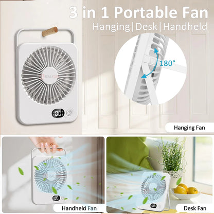 Foldable Desk Fan - 5-Speed USB Rechargeable