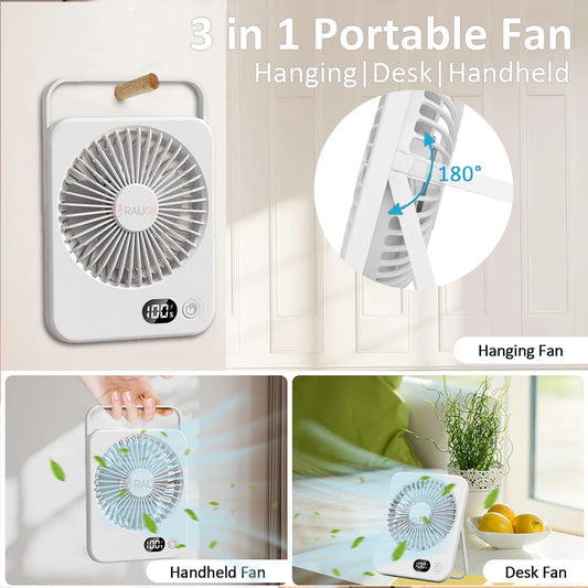 Foldable Desk Fan - 5-Speed USB Rechargeable