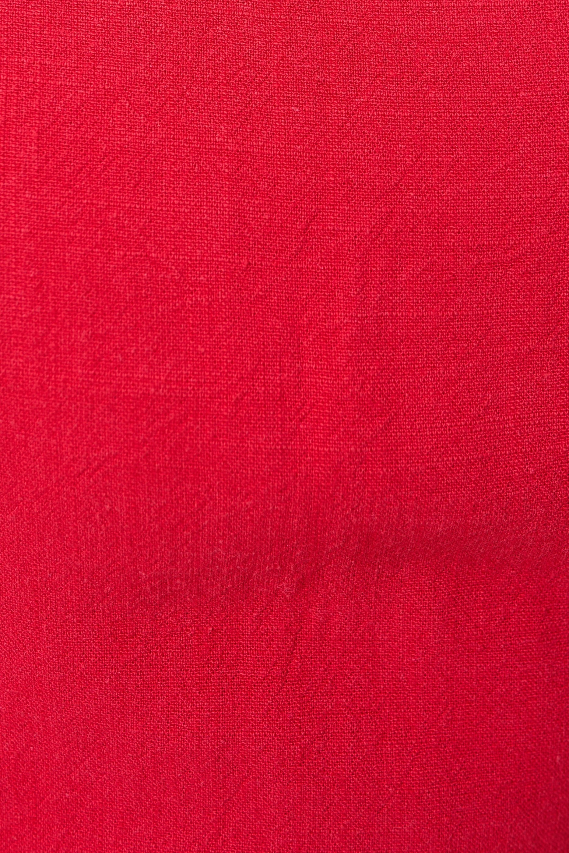 Baya Linen Mix Square Neck Midi Dress – Red - Bascora