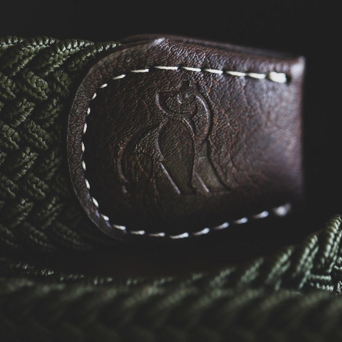 Swole Panda Recycled Woven Belt in Beige and Blue Zigzag