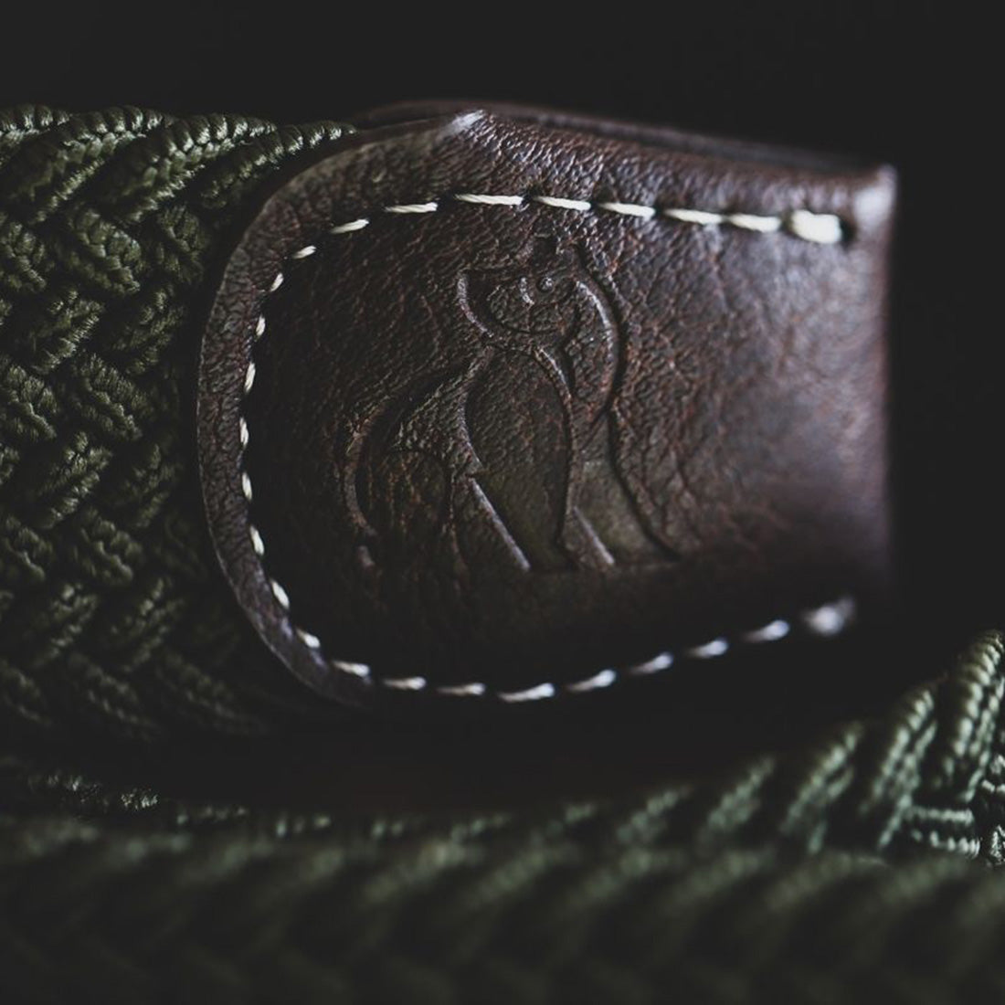 Swole Panda Woven Belt in Navy and Beige Zigzag
