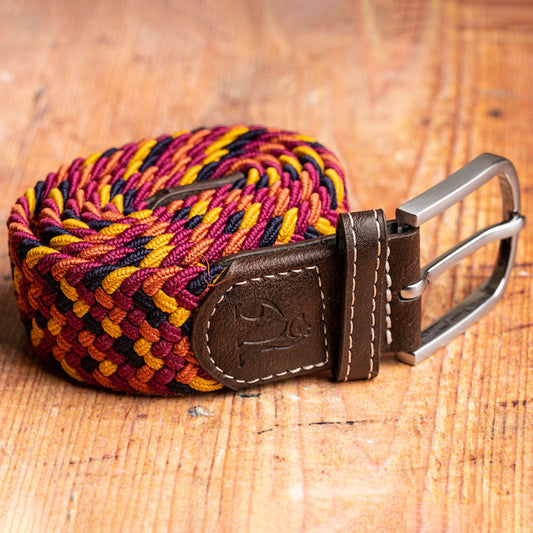 Swole Panda Woven Belt in Orange Yellow Zigzag
