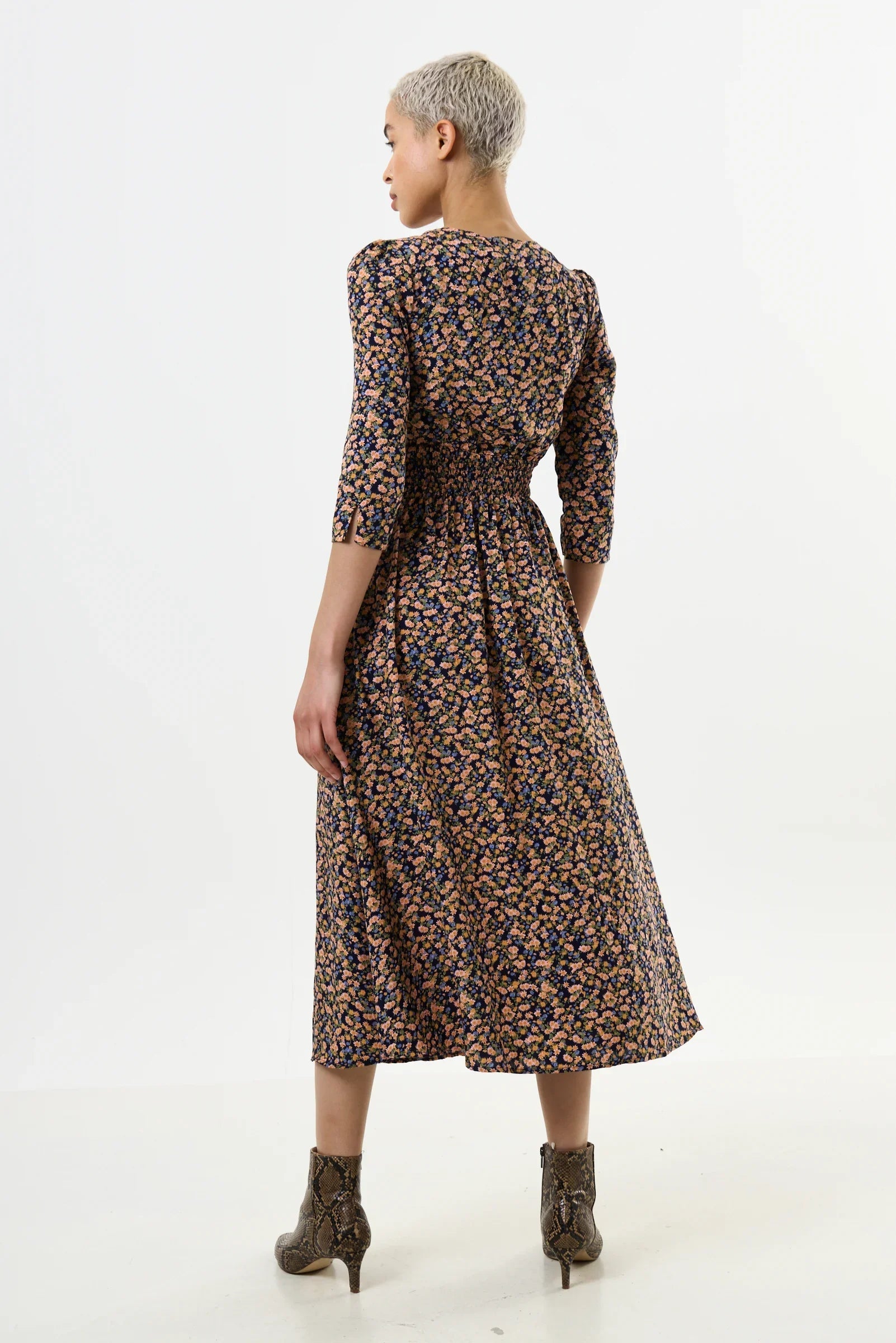 Birte Spring Ditsy Print Midi Dress - Bascora