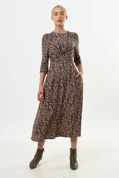 Birte Spring Ditsy Print Midi Dress - Bascora