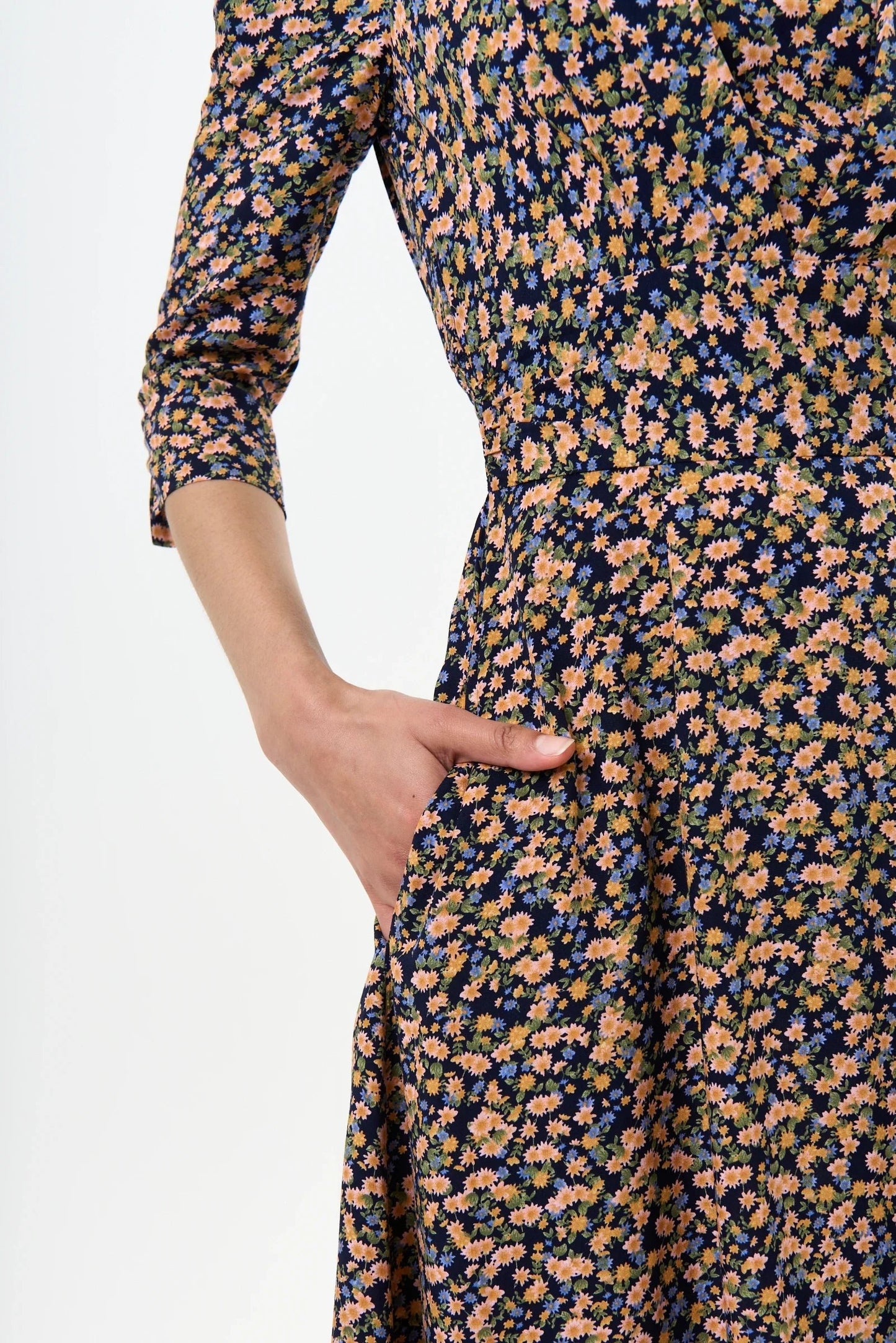 Birte Spring Ditsy Print Midi Dress - Bascora