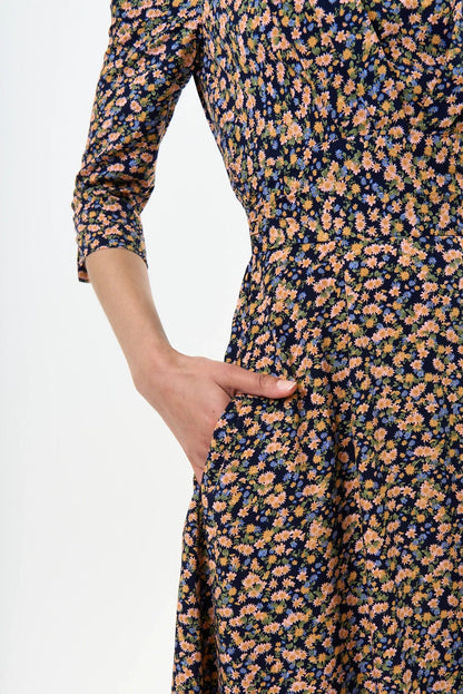 Birte Spring Ditsy Print Midi Dress - Bascora
