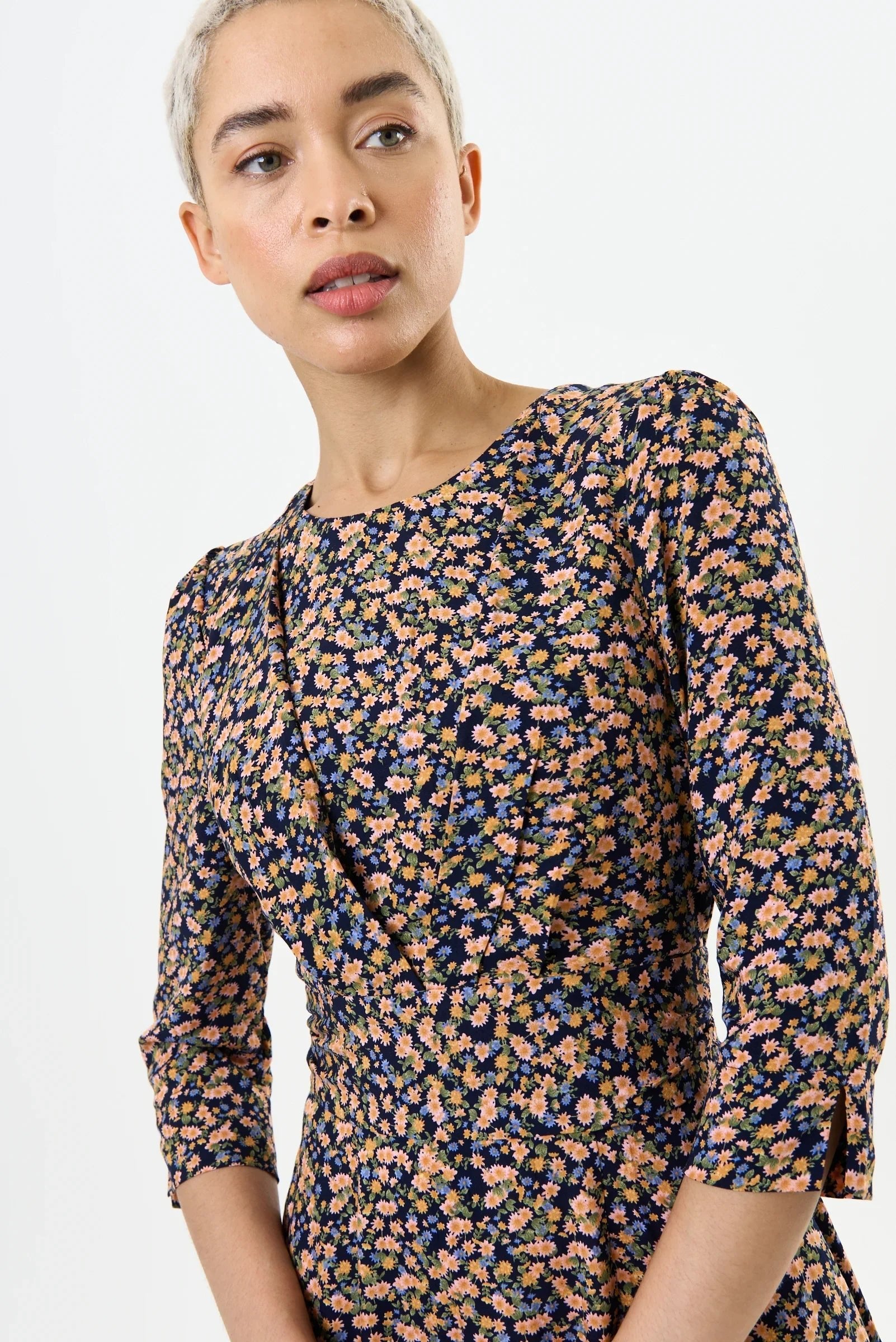 Birte Spring Ditsy Print Midi Dress - Bascora