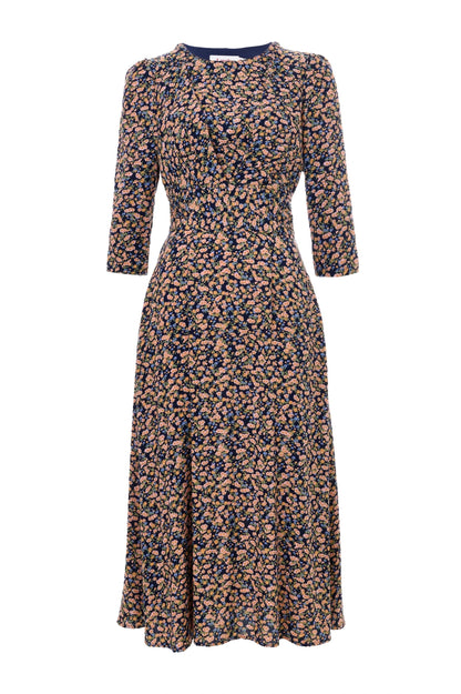Birte Spring Ditsy Print Midi Dress - Bascora