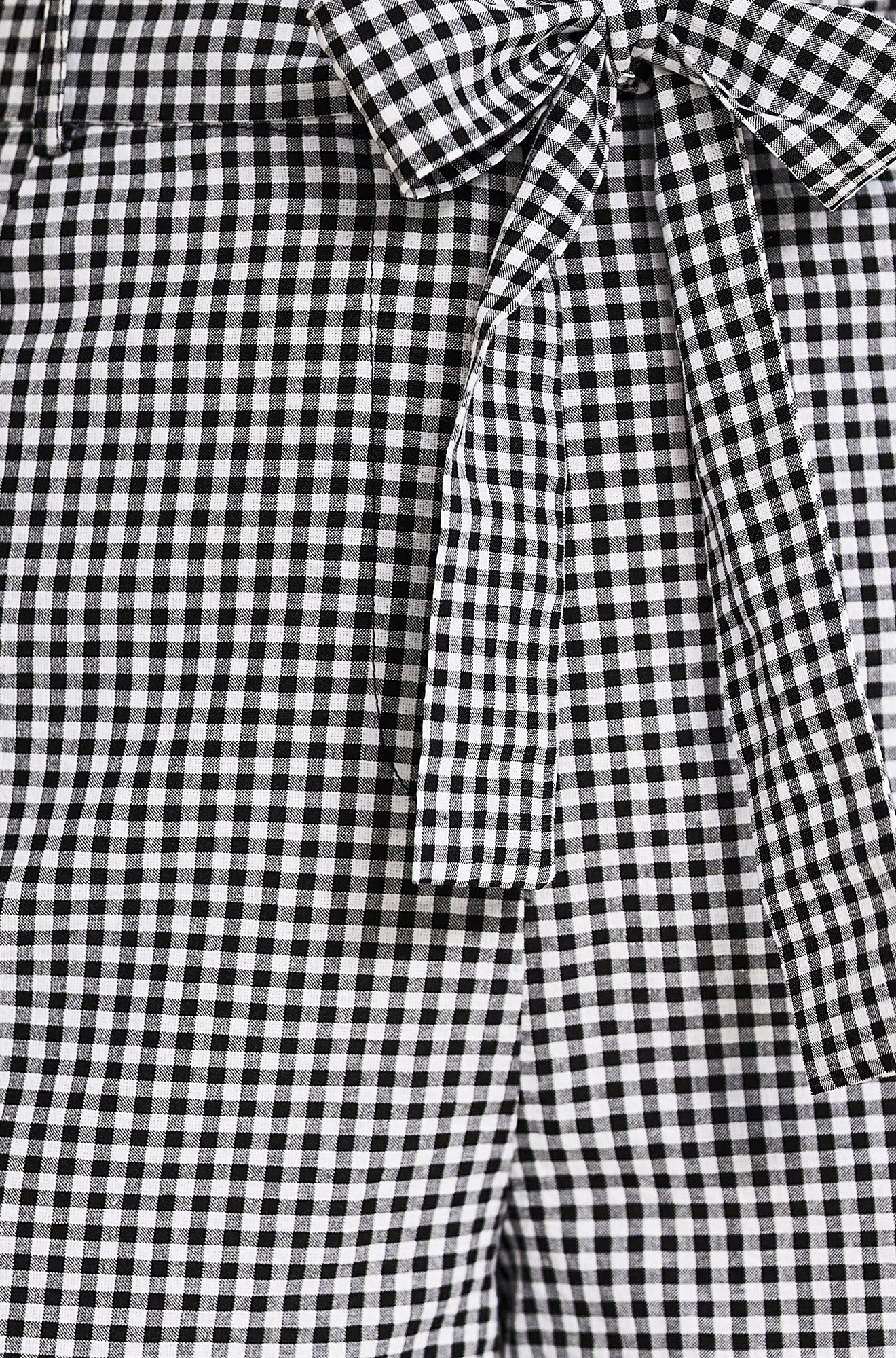 Black Cotton Gingham Tie Belt Shorts - Bascora