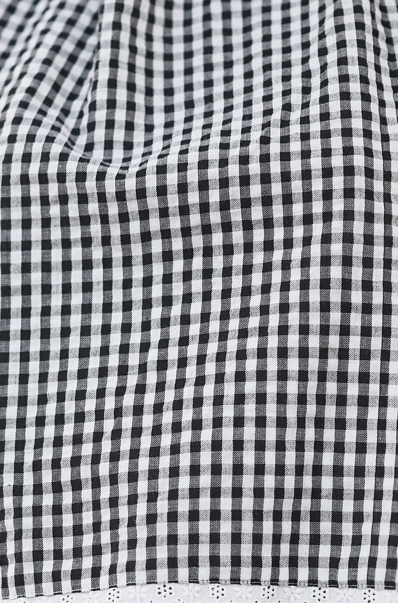 Black Gingham Cotton Midi Skirt - Bascora