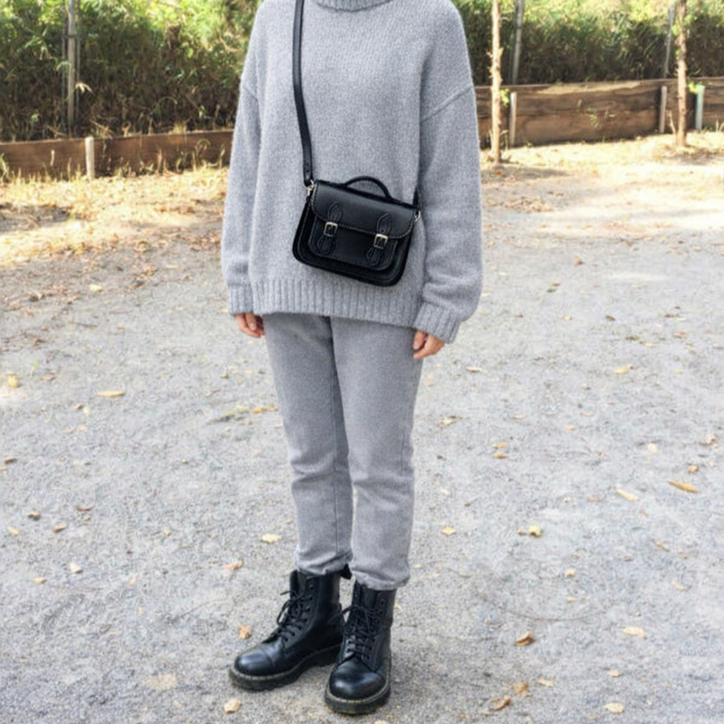 Handmade Leather Micro Satchel – Black
