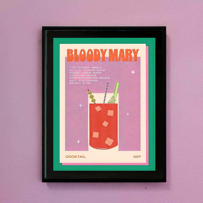 Bloody Mary Cocktail Print - Retro Wall Art by Sickhaus