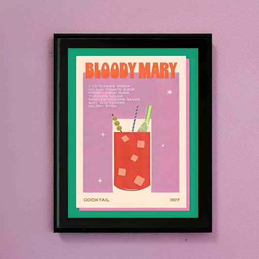 Bloody Mary Cocktail Print - Retro Wall Art by Sickhaus