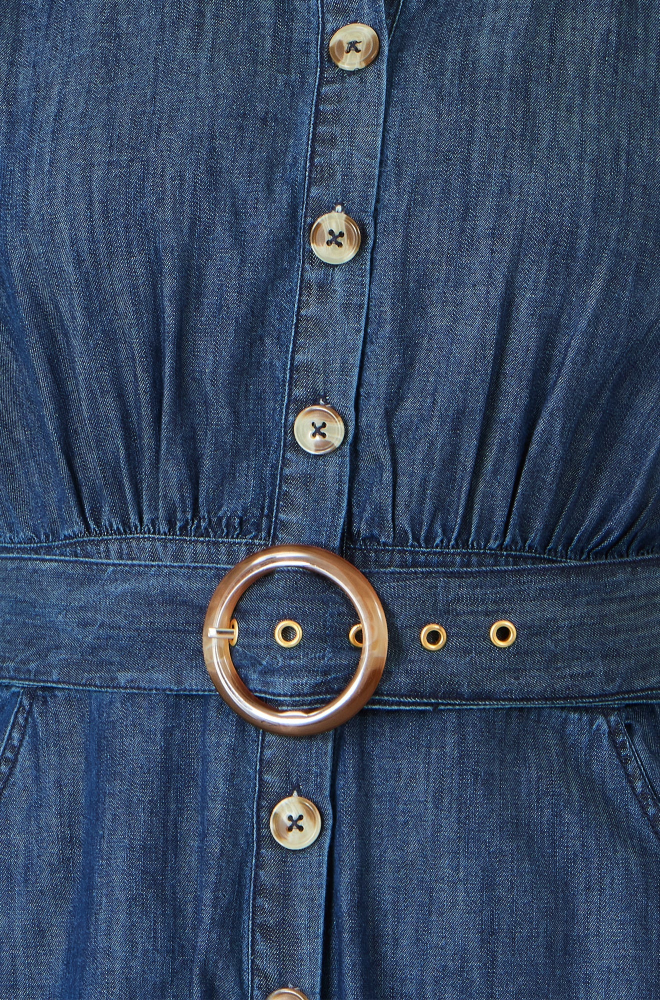 Blue Chambray Cotton Playsuit - Bascora