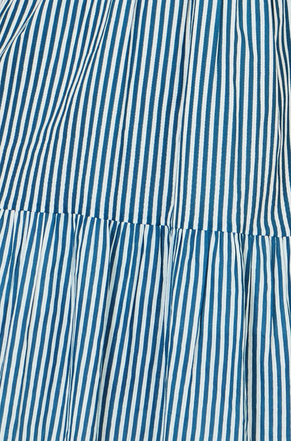 Blue Stripe Cotton Mini Sun Dress - Bascora