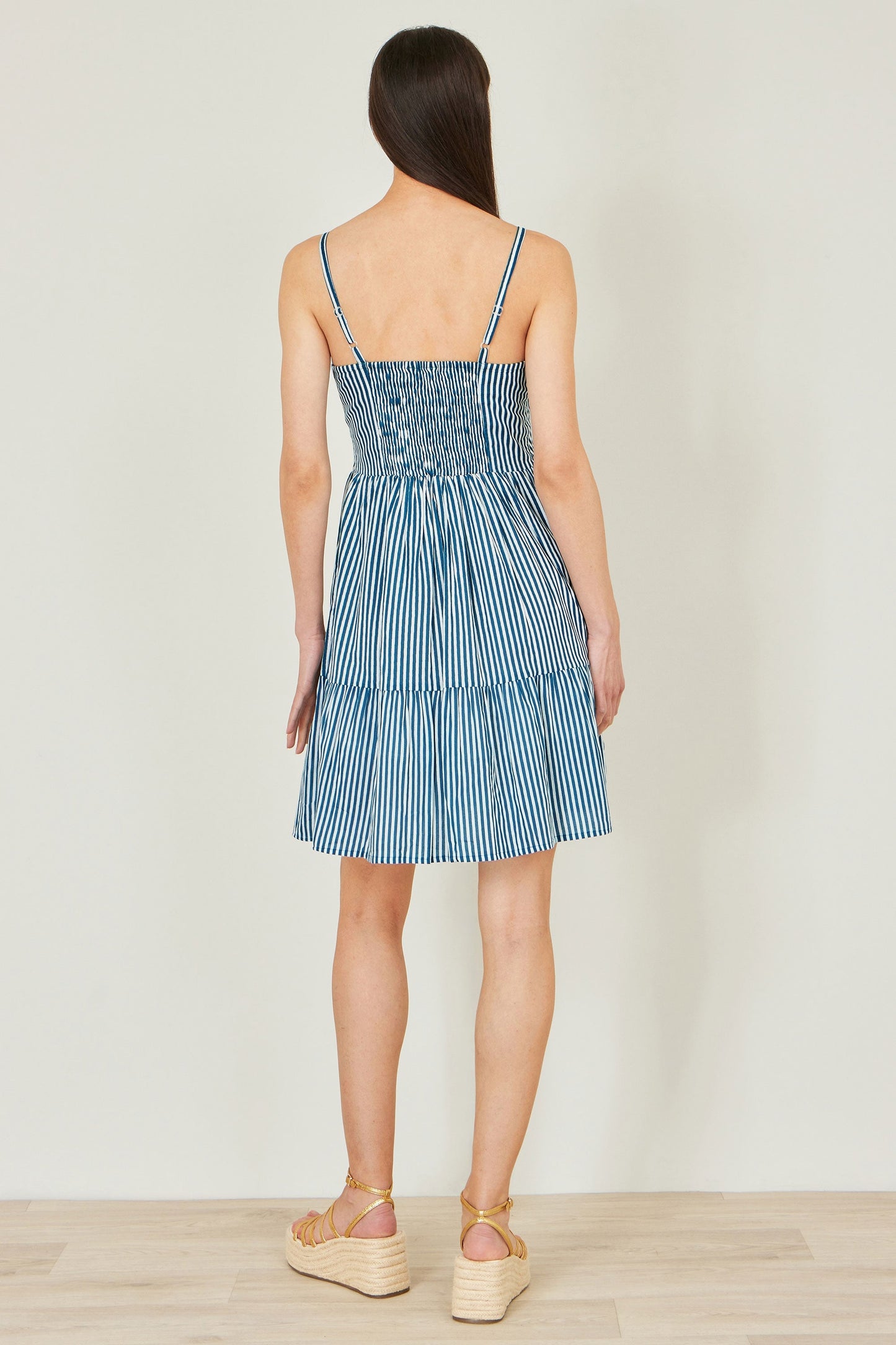 Blue Stripe Cotton Mini Sun Dress - Bascora