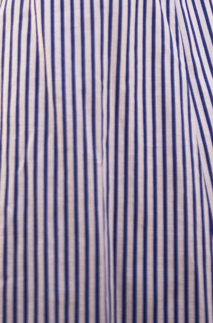 Blue Stripe Cotton Sun Dress With Ruched Back - Bascora
