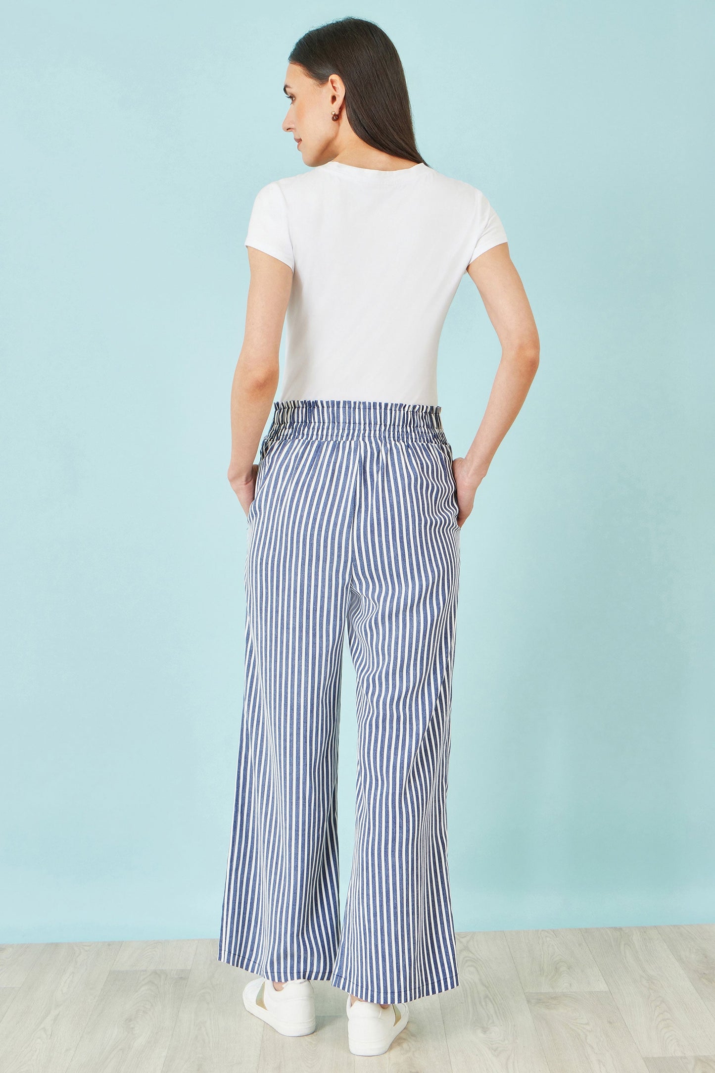 Blue Stripe Relaxed Trousers - Bascora