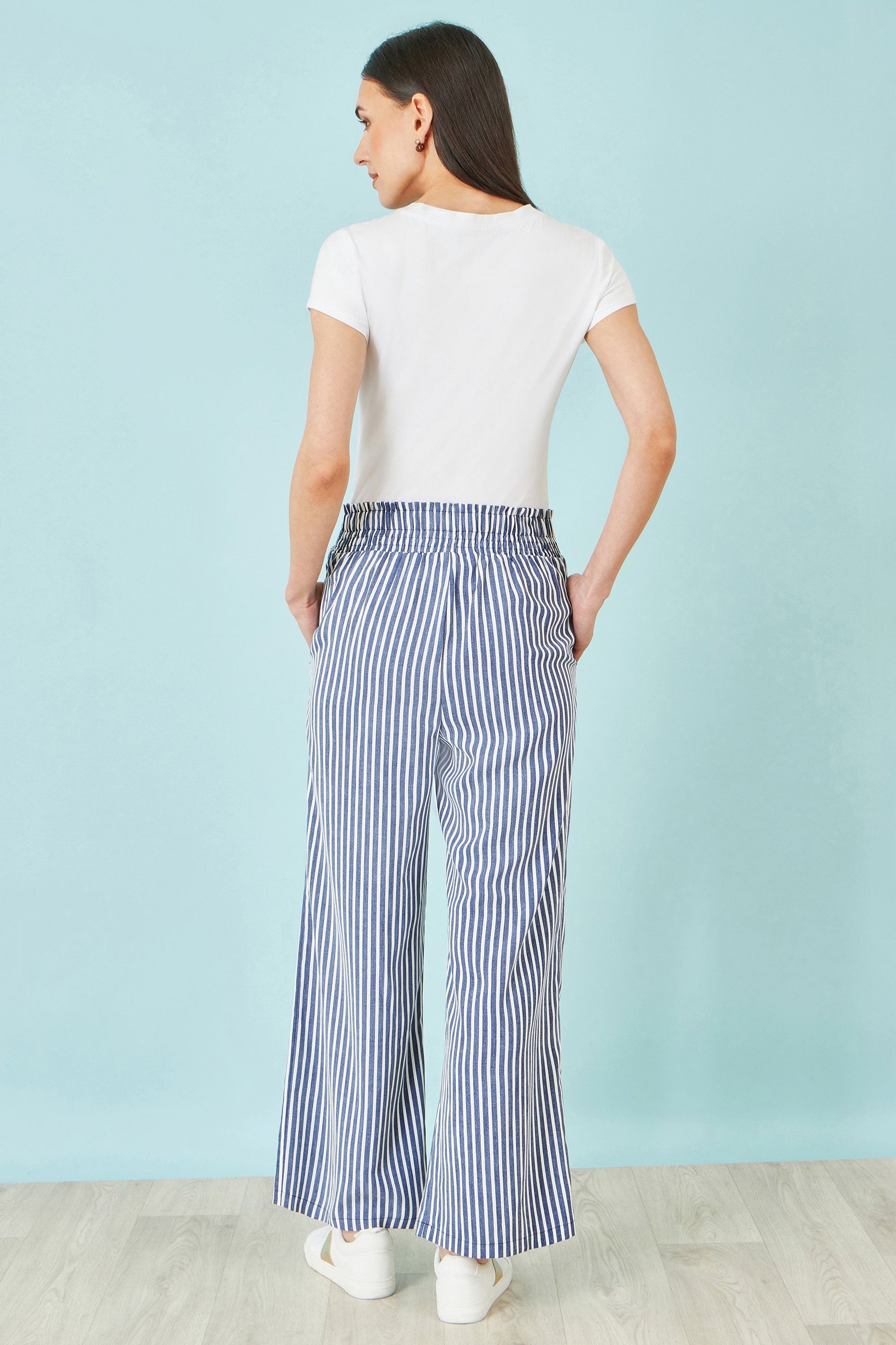 Blue Stripe Relaxed Trousers - Bascora