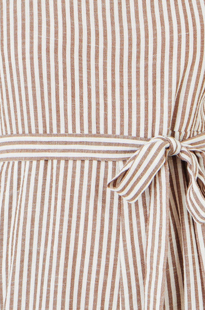 Brown Stripe Strappy Jumpsuit - Bascora