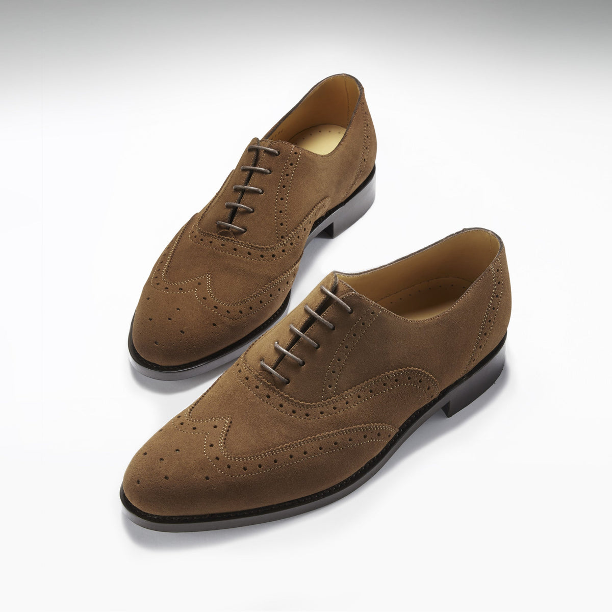 Hugs & Co. Brown Suede Brogues with Goodyear Welted Leather Sole for Men