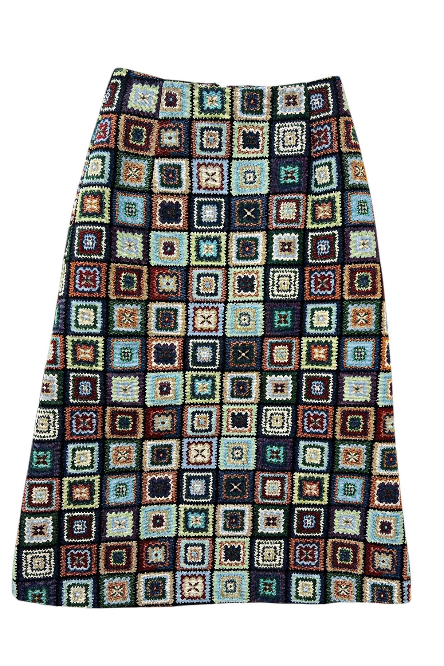 Buffy 70's Patch Jacquard Midi Skirt - Bascora