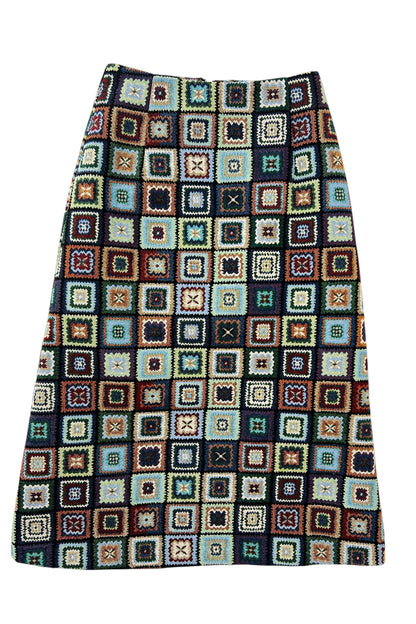 Buffy 70's Patch Jacquard Midi Skirt - Bascora